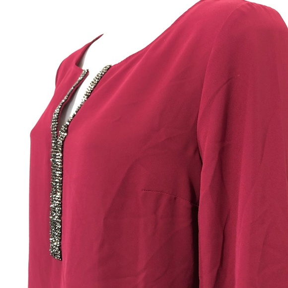 JUICY COUTURE Cherry Red High Low Beaded Top ~sz M - Picture 3 of 8